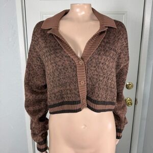 Air Jordan Women's Sweater M Crop Grandpa Cardigan Long sleeve Knit FZ4195 T6